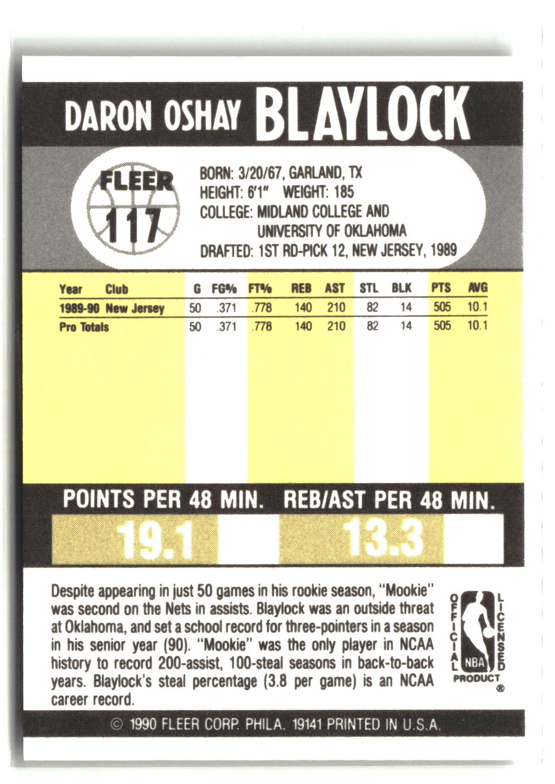 Mookie Blaylock 1990-91 Fleer #117