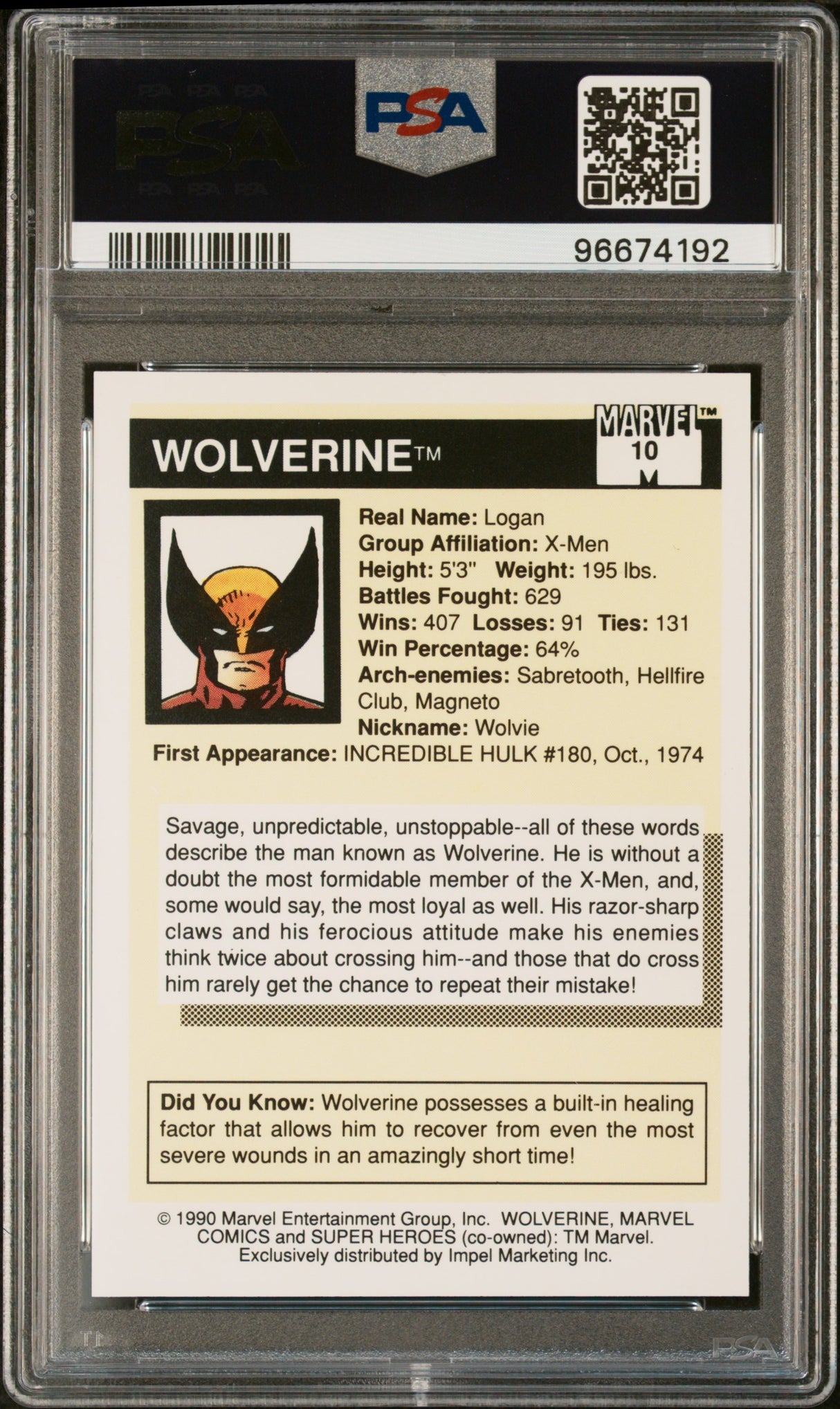 Wolverine 1990 Marvel Universe #10 PSA