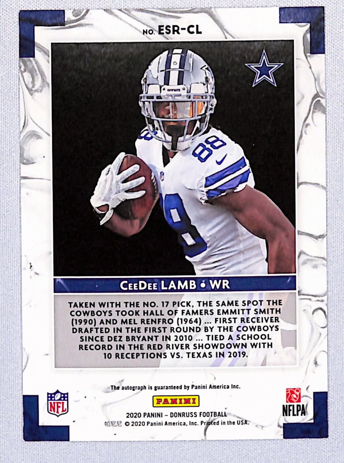 CeeDee Lamb 2020 Donruss Elite Series Rookies Autographs #ESR-CL 54/99
