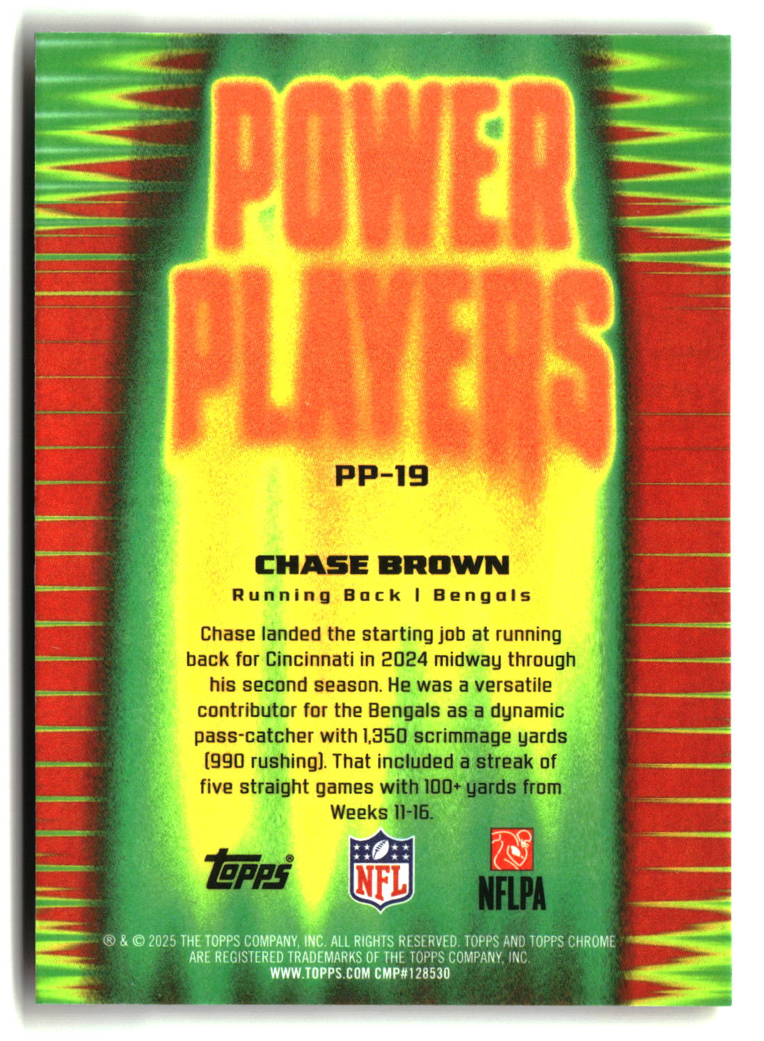 Chase Brown 2025 Topps Chrome Power Players #PP-19