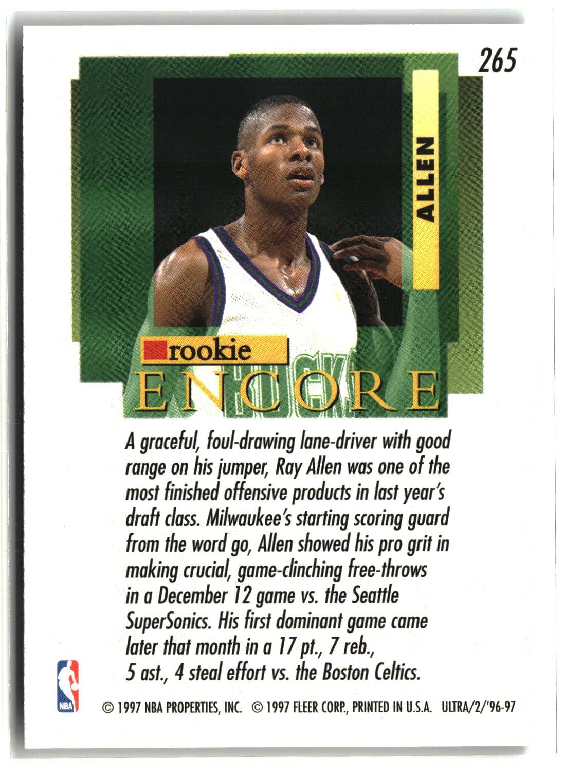 Ray Allen 1996-97 Ultra #265