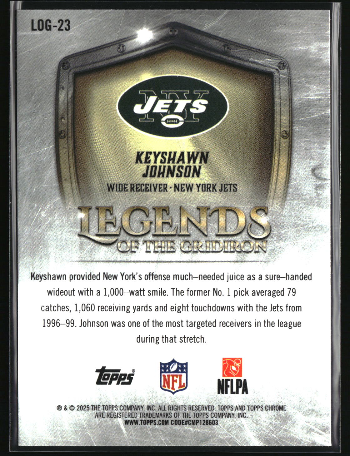 Keyshawn Johnson 2025 Topps Chrome Legends of the Gridiron #LOG-23