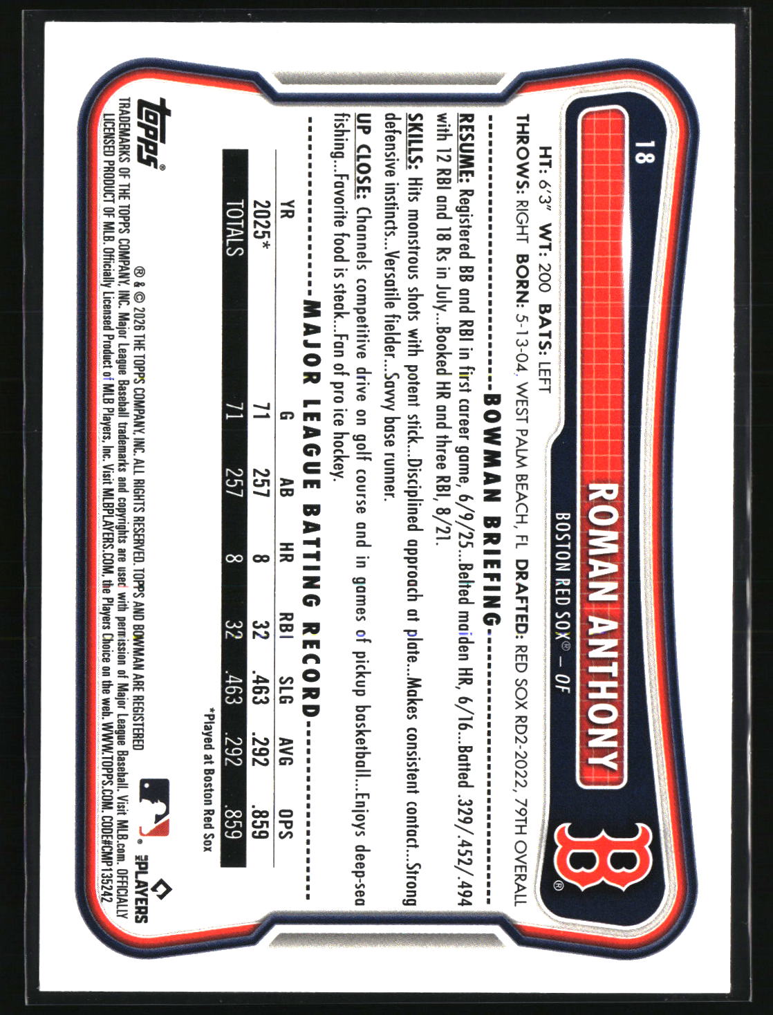 Roman Anthony 2026 Bowman #18