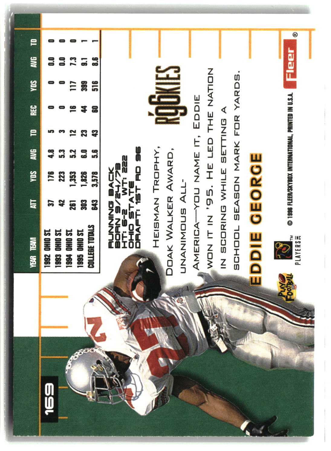Eddie George 1996 Ultra #169