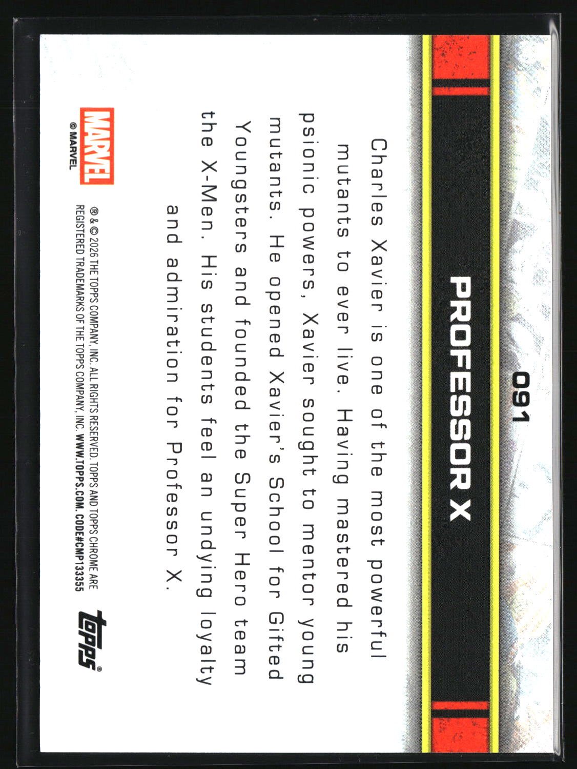 Professor X 2026 Topps Chrome Marvel Comics #91