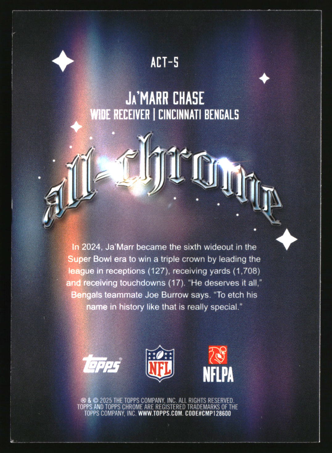 Ja'Marr Chase 2025 Topps Chrome All Chrome Team #ACT-5