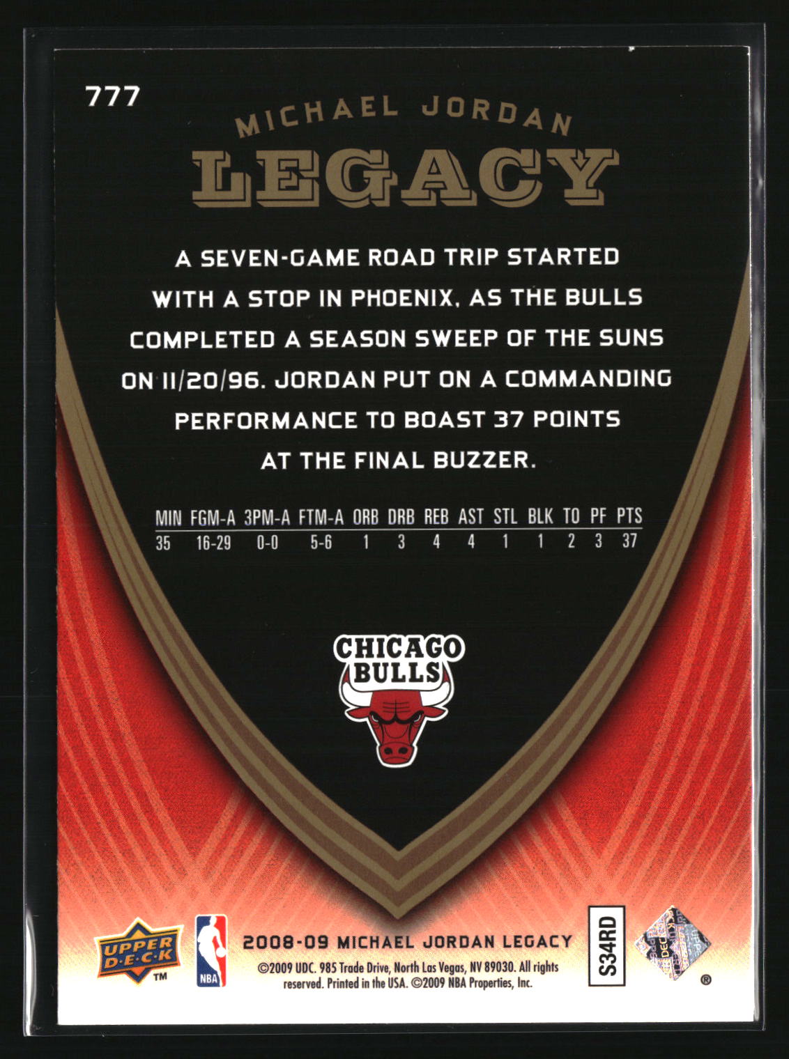 Michael Jordan 2008-09 Upper Deck Michael Jordan Legacy Collection #777