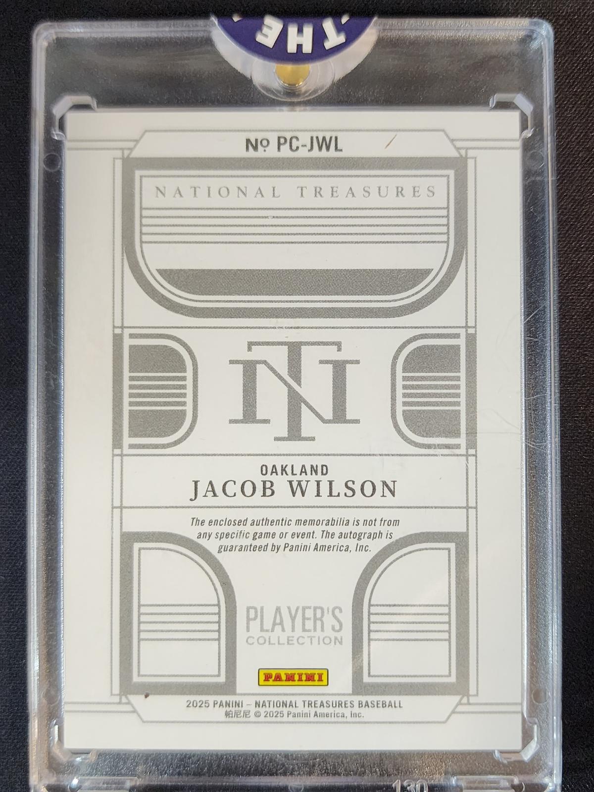 Jacob Wilson 2025 National Treasures Player’s Collection Signatures PC-JWL 56/99