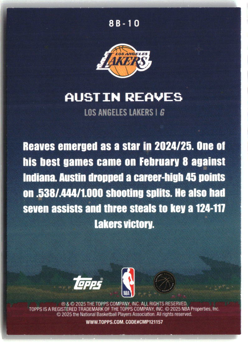 Austin Reaves 2025-26 Topps 8-Bit Ballers #8B-10