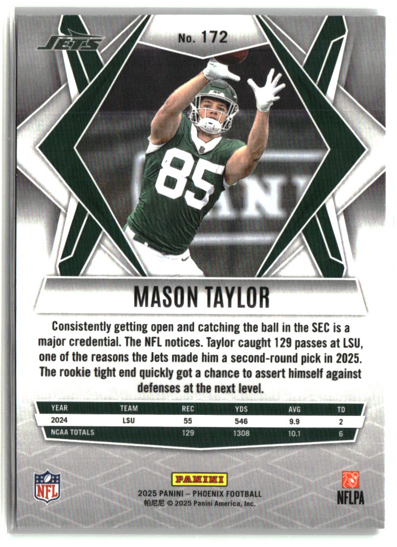 Mason Taylor 2025 Panini Phoenix Silver Hyper Prizm #172