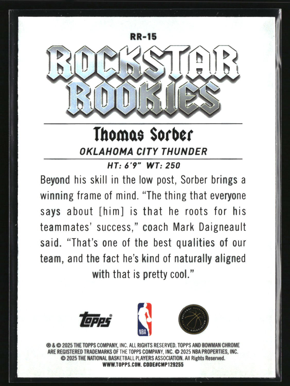 Thomas Sorber 2025-26 Bowman Rockstar Rookies #RR-15