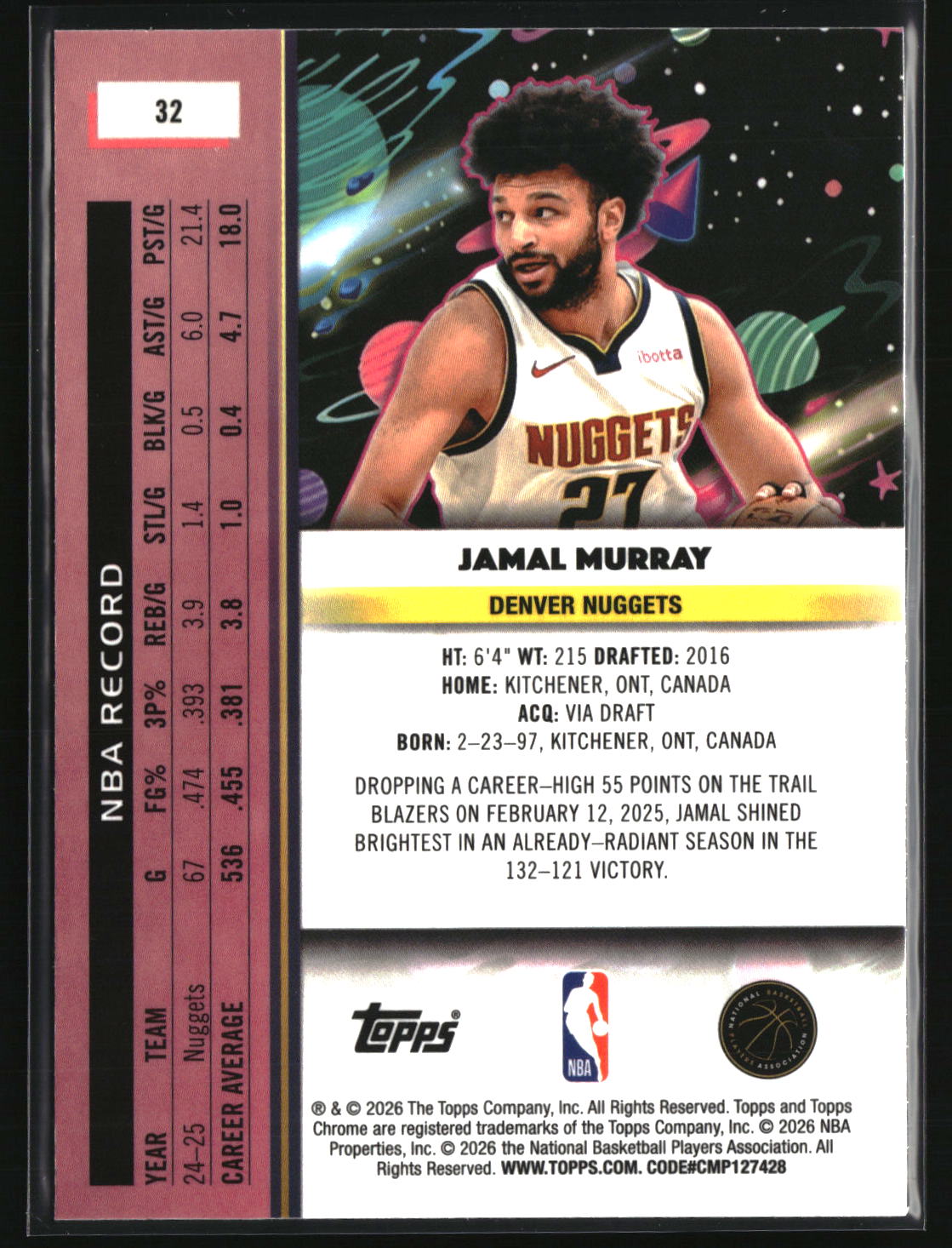 Jamal Murray 2025-26 Topps Chrome Cosmic #32