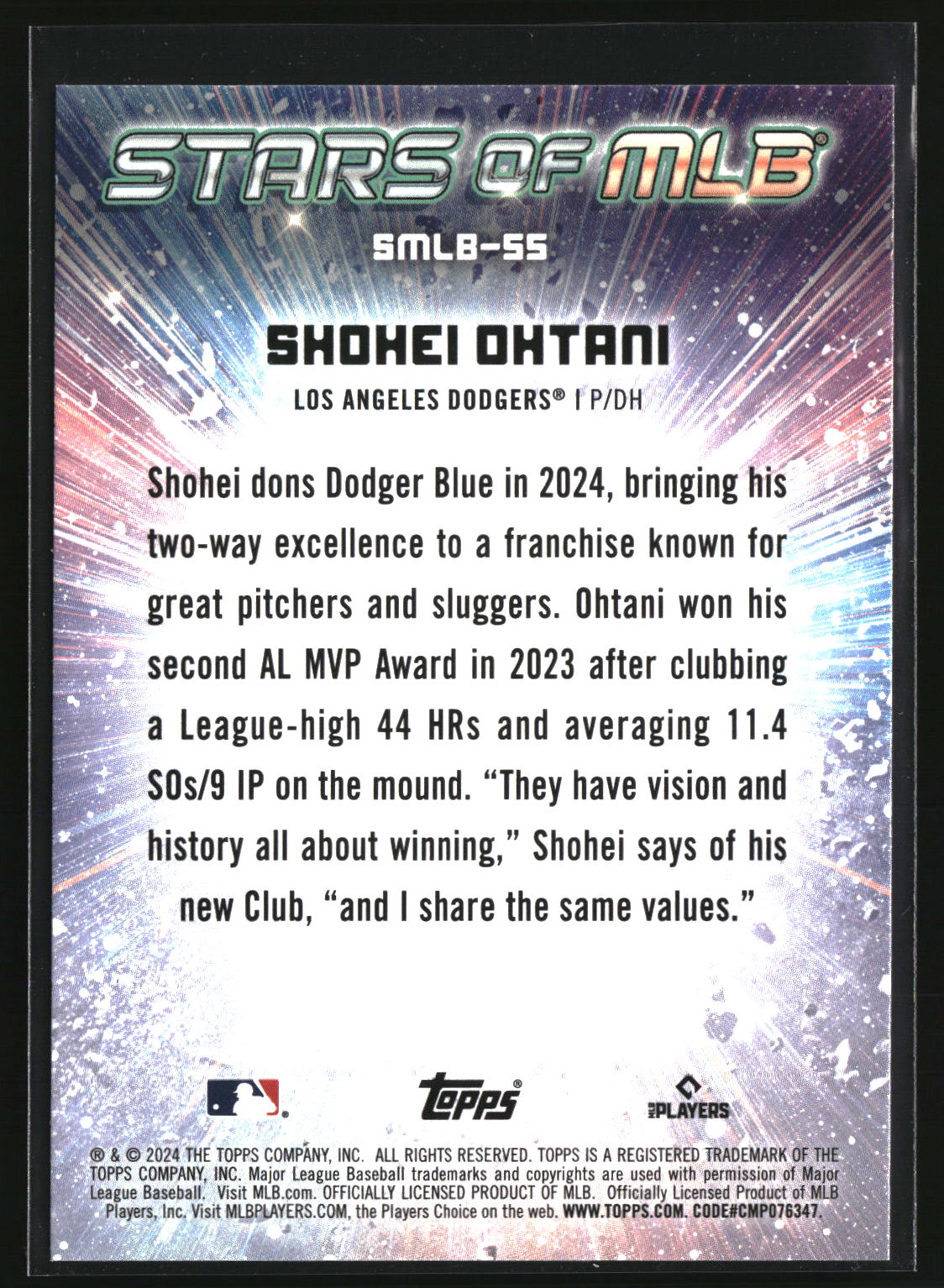 Shohei Ohtani 2024 Topps Stars of MLB #SMLB-55