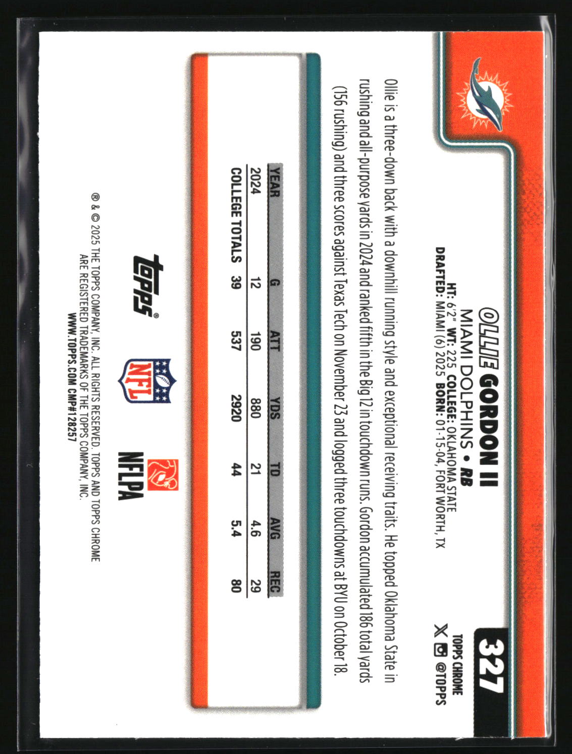 Ollie Gordon II 2025 Topps Chrome #327