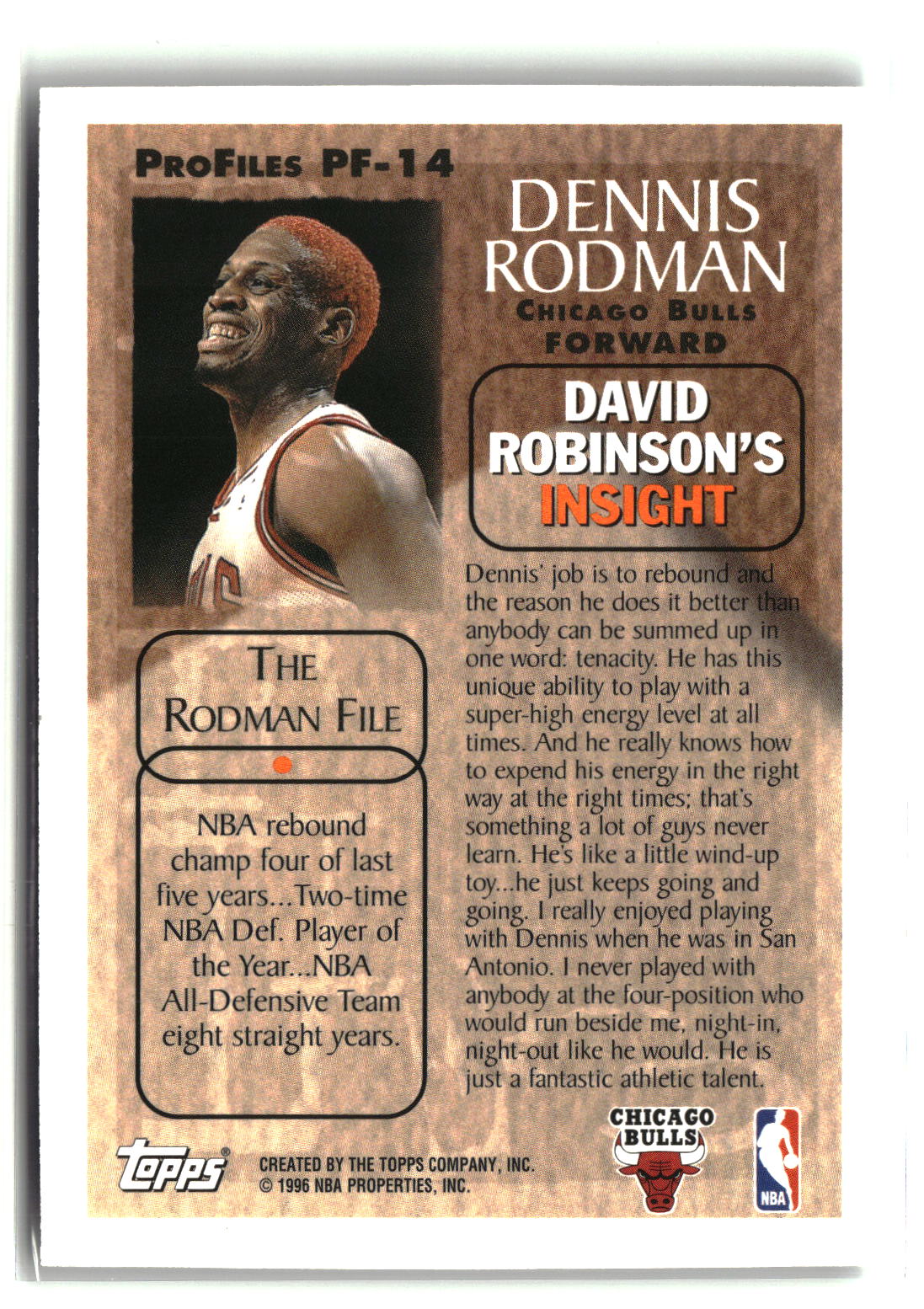 Dennis Rodman 1996-97 Topps ProFiles #PF-14