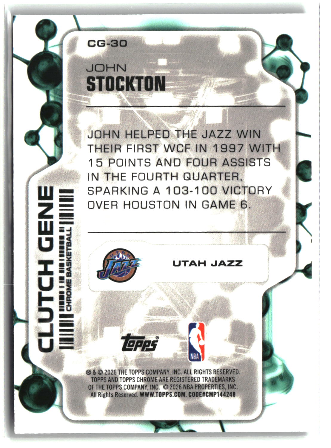 John Stockton 2025-26 Topps Chrome Update Clutch Gene #CG-30