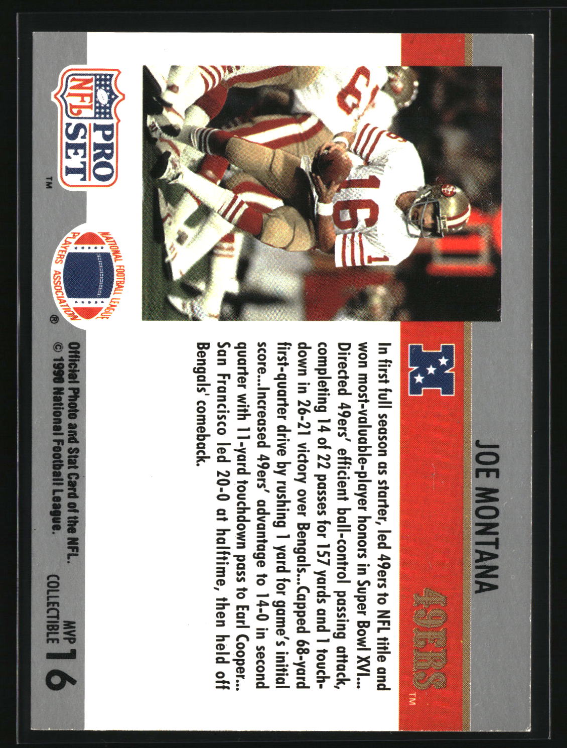 Joe Montana 1990 Pro Set Super Bowl MVP Collectibles #16