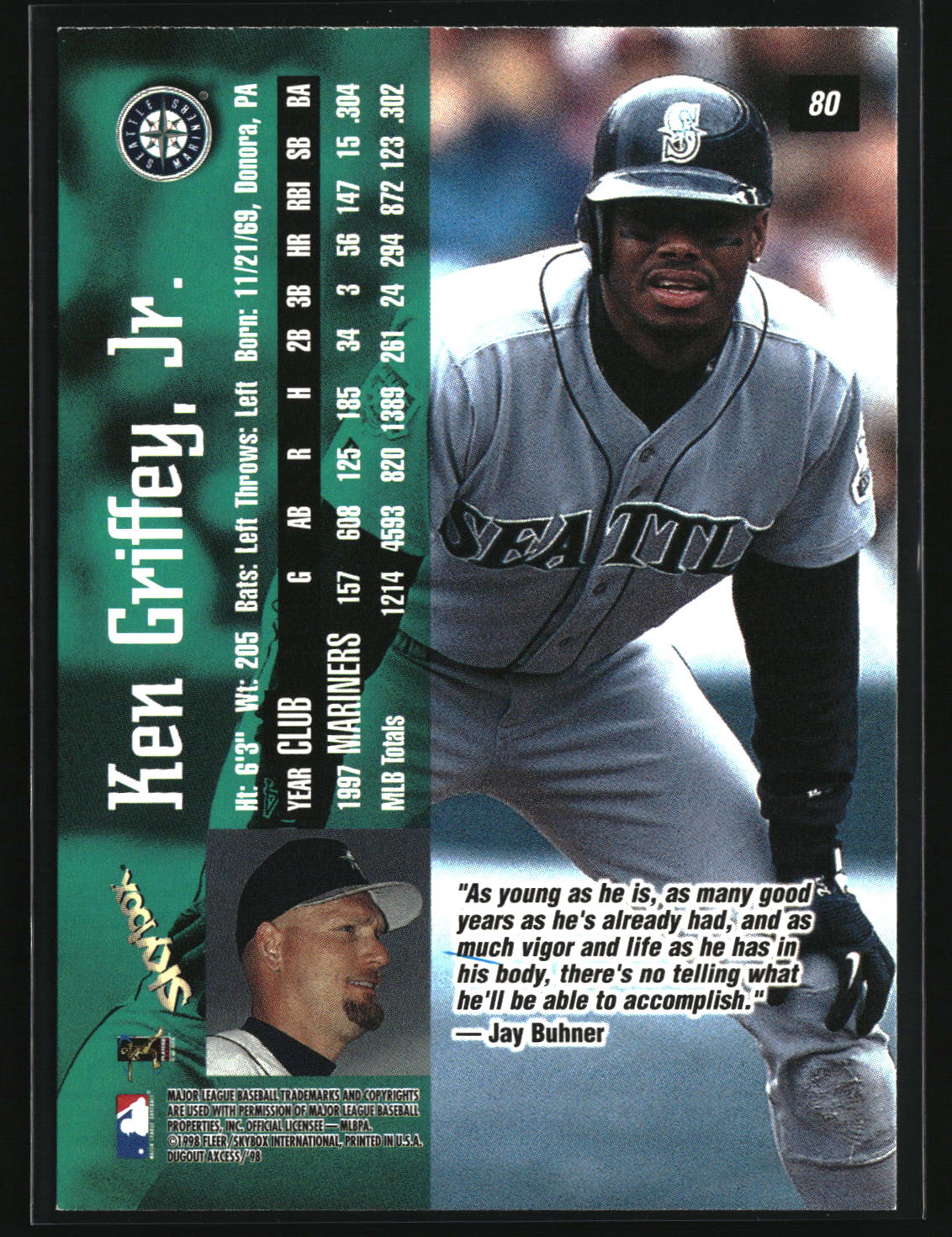Ken Griffey Jr. 1998 SkyBox Dugout Axcess #80