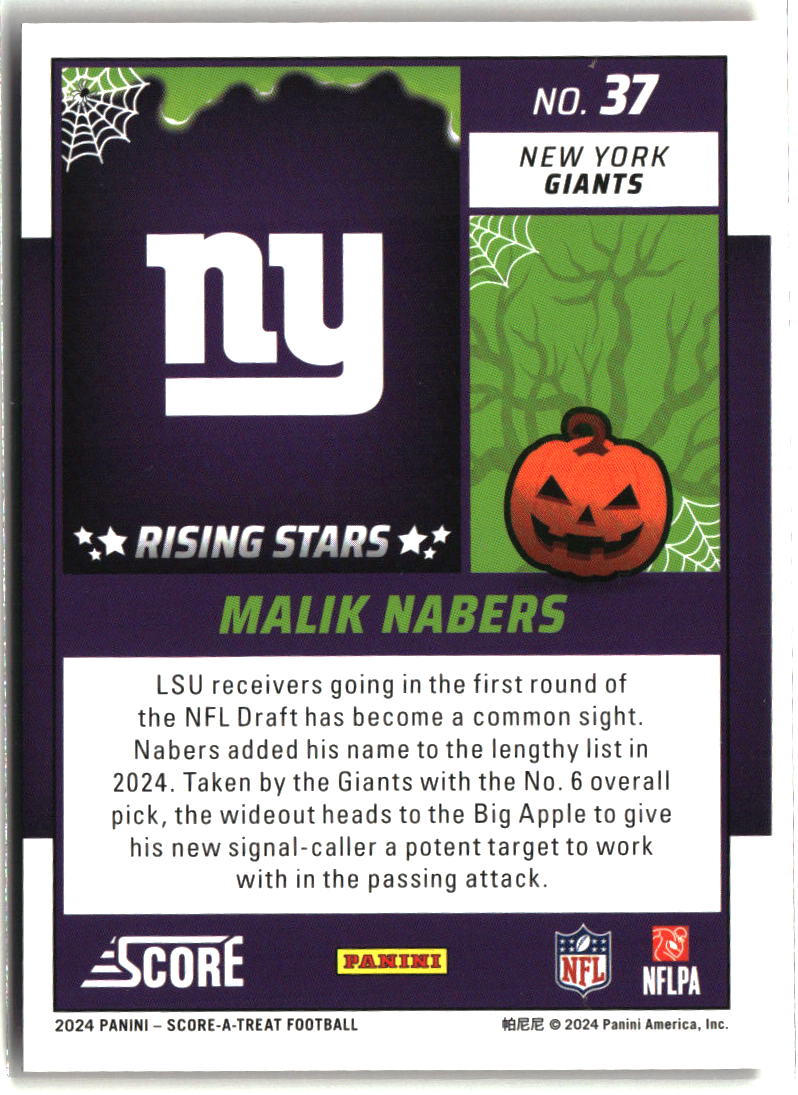 Malik Nabers 2024 Score-A-Treat Rising Stars Orange Pumpkin #37
