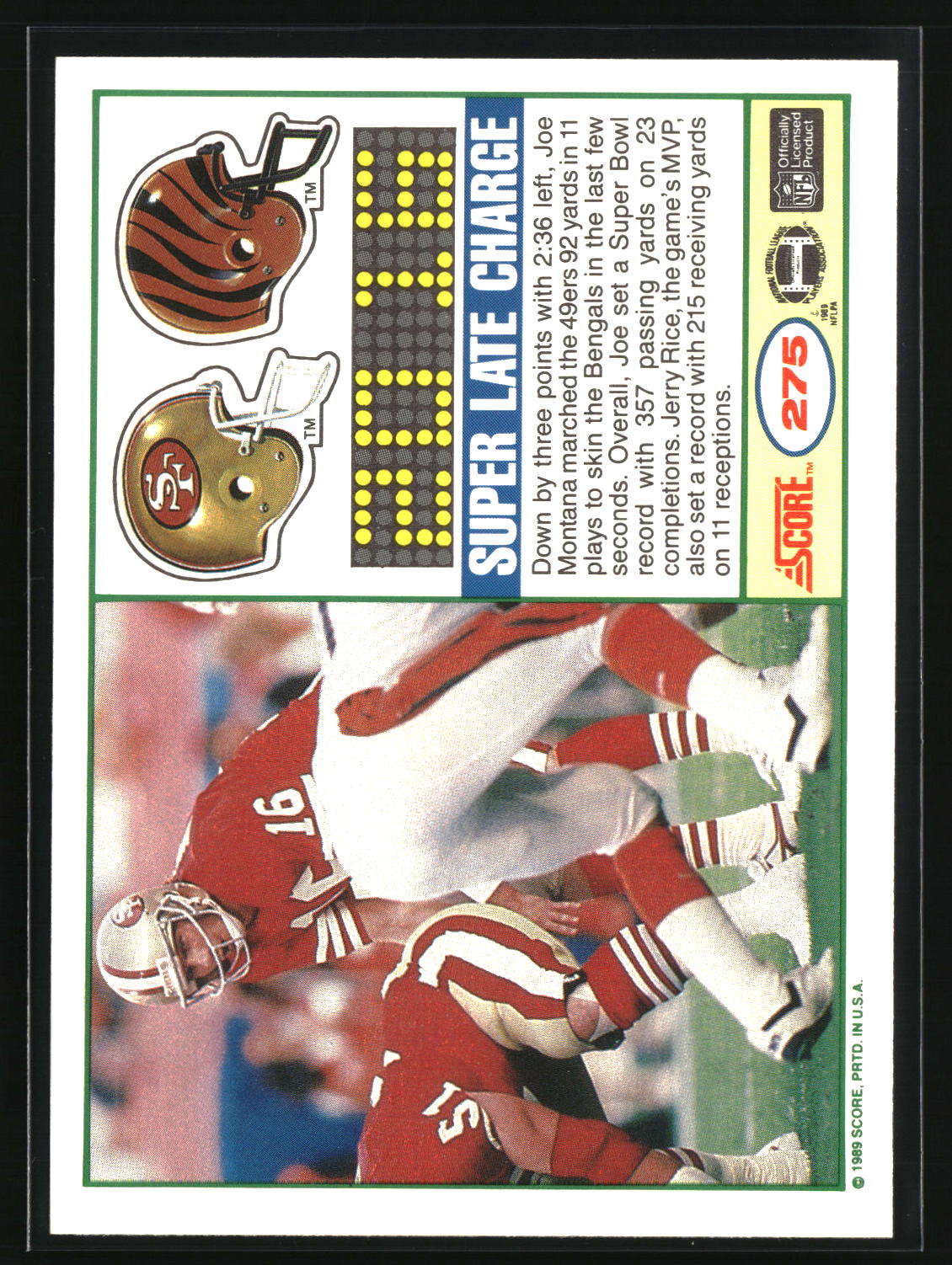 Super Bowl XXIII SBXXIII 1989 Score #275