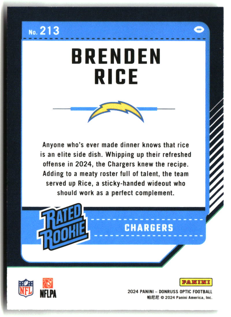 Brenden Rice 2024 Donruss Optic #213