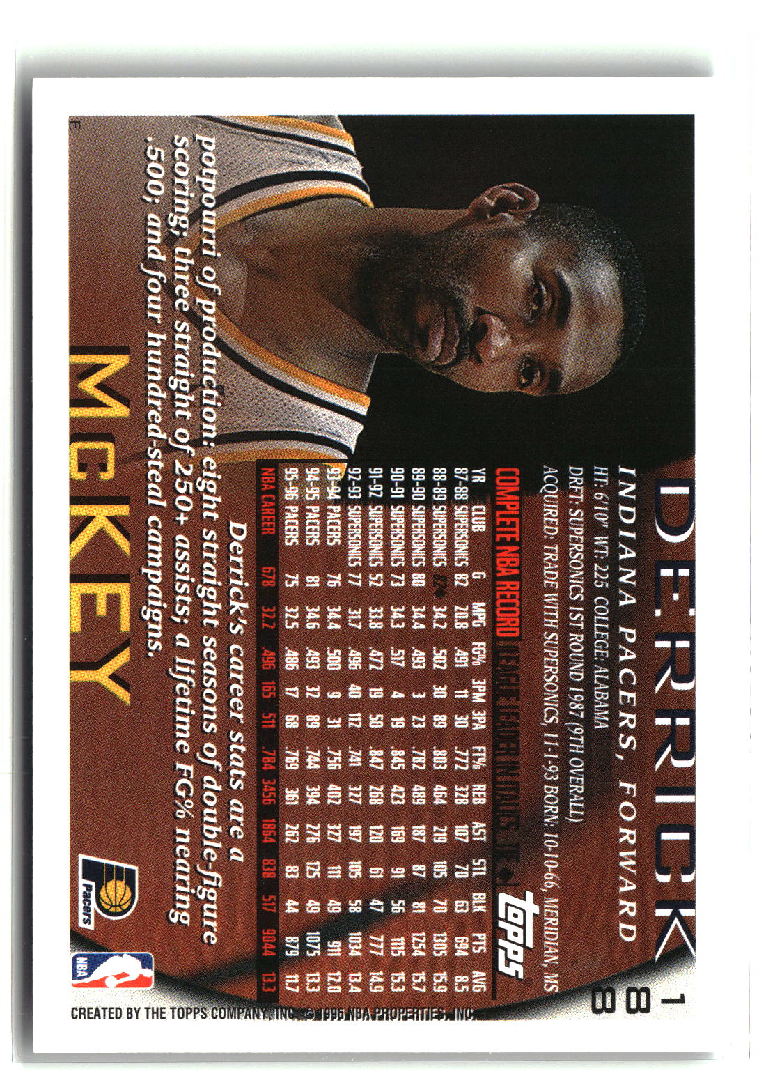 Derrick McKey 1996-97 Topps NBA at 50 #188
