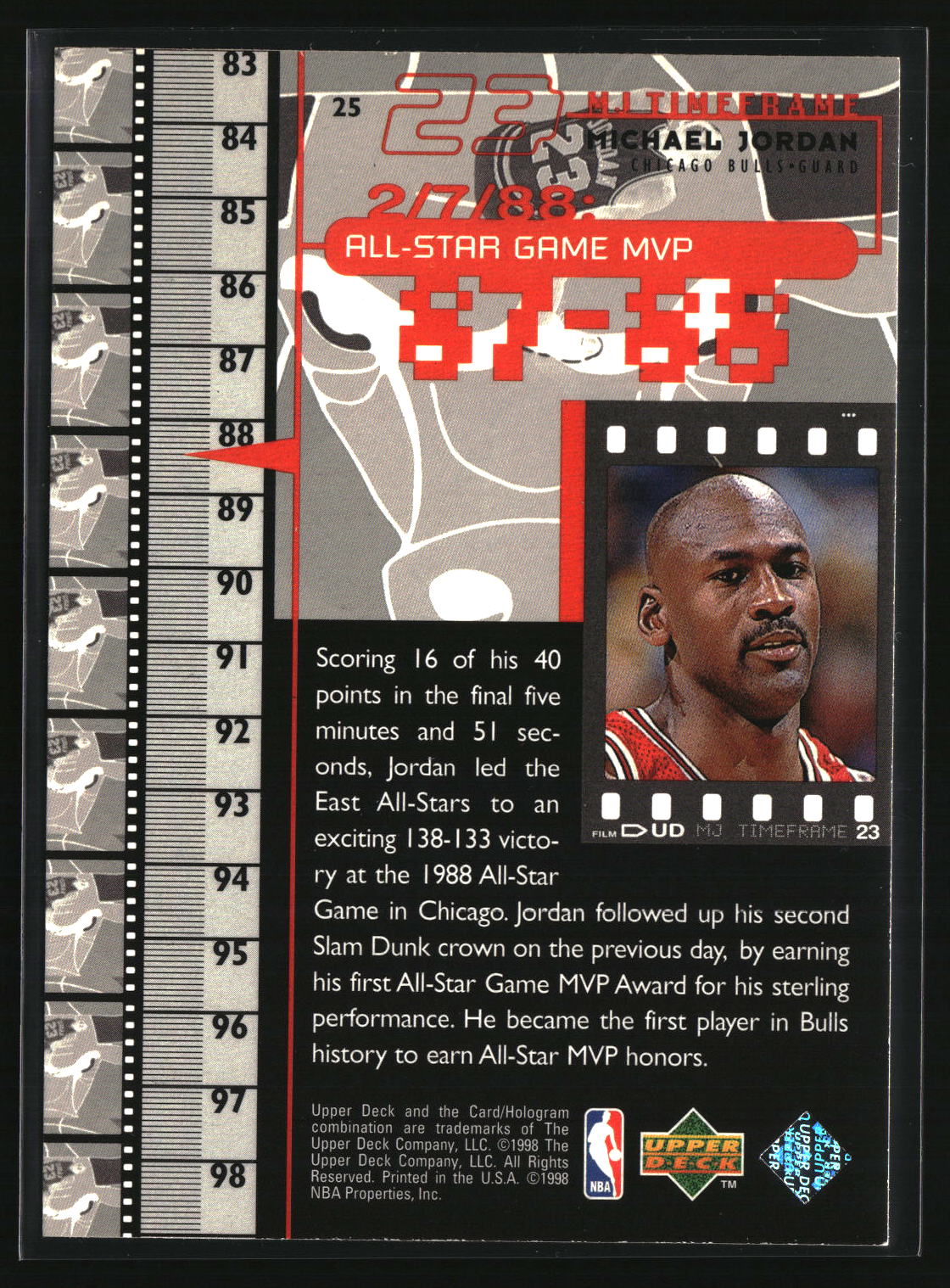 Michael Jordan 1998 Upper Deck Michael Jordan Living Legend #25