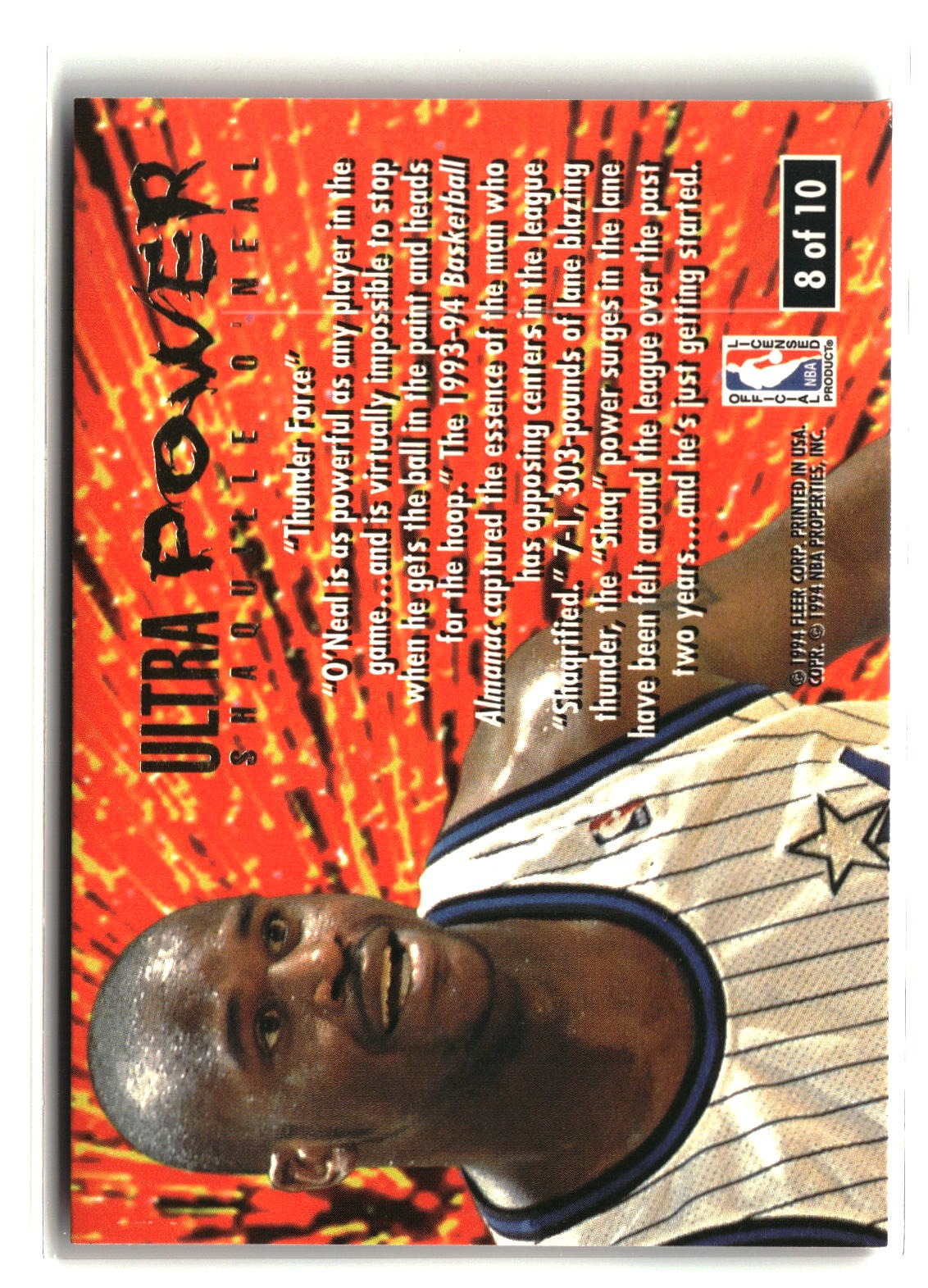 Shaquille O'Neal 1994-95 Ultra Ultra Power #8