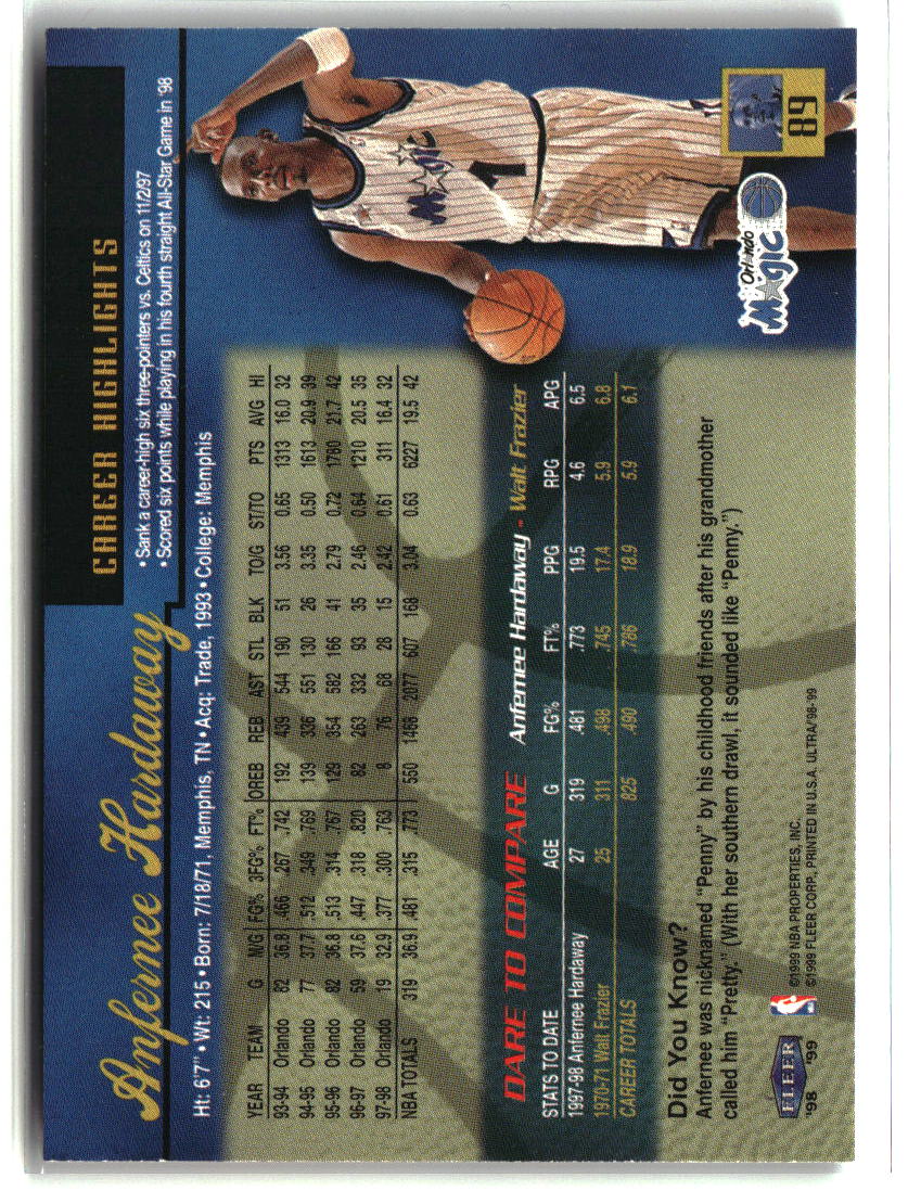 Anfernee Hardaway 1998-99 Ultra #89