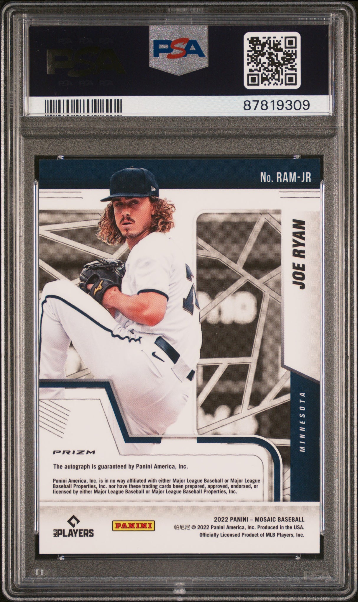 Joe Ryan 2022 Panini Mosaic Rookie Autographs Fusion #RAM-JR PSA 10