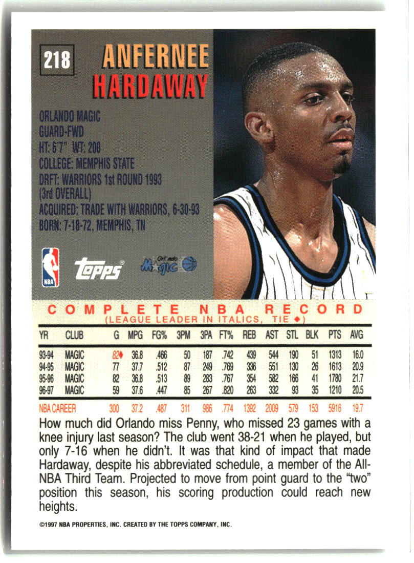 Anfernee Hardaway 1997-98 Topps #218