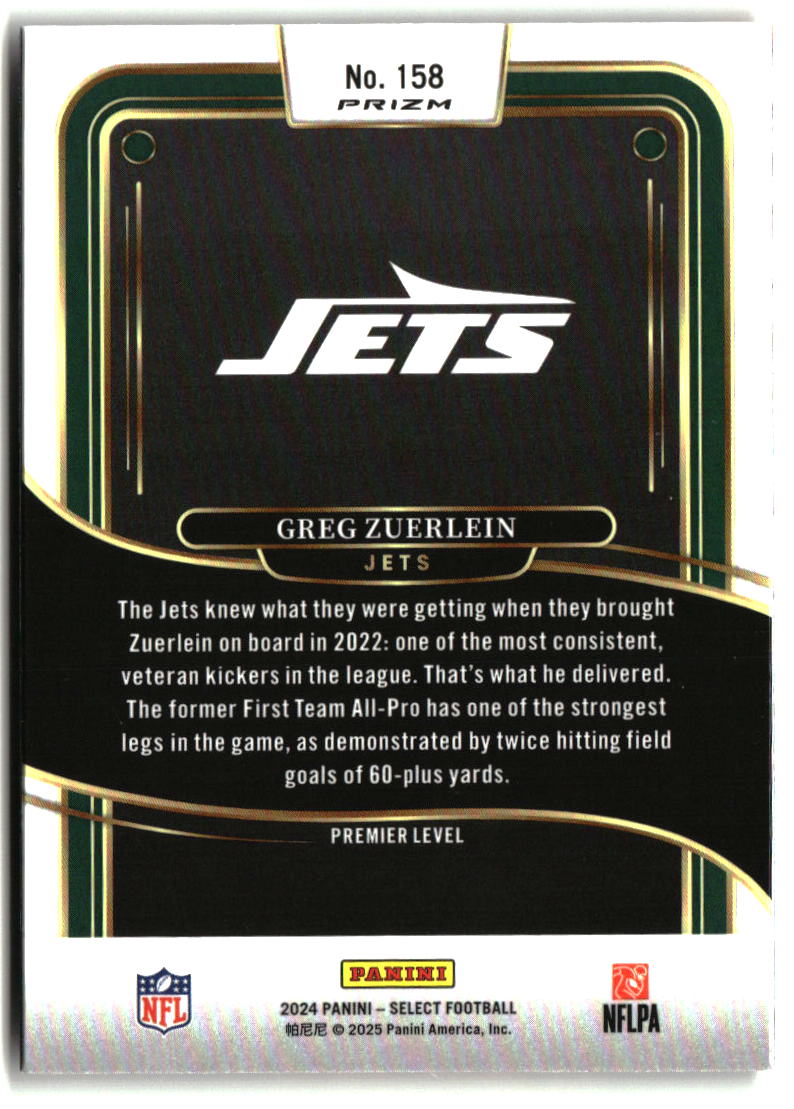 Greg Zuerlein 2024 Panini Select Green & Red Prizm Shock #158