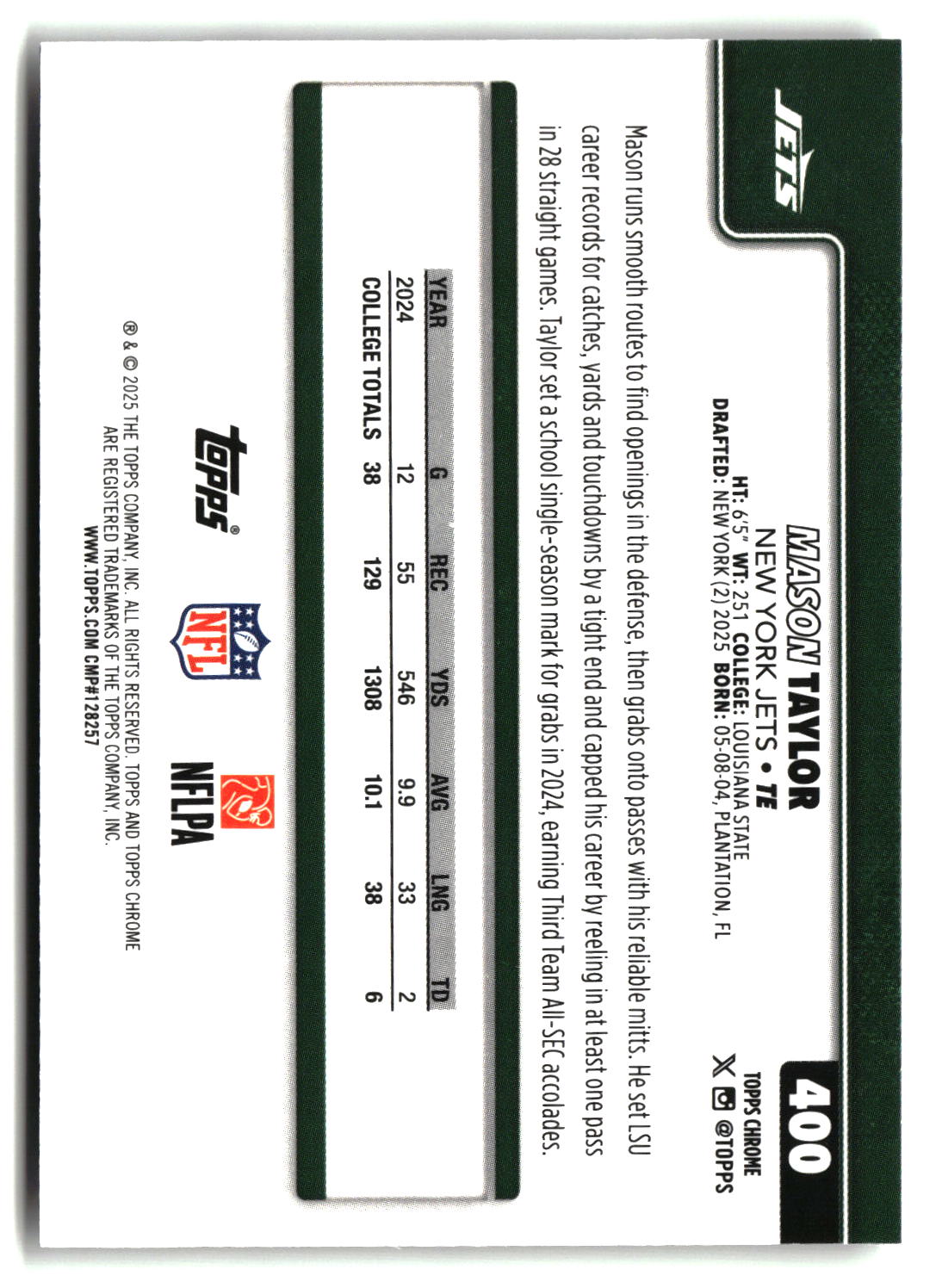 Mason Taylor 2025 Topps Chrome #400