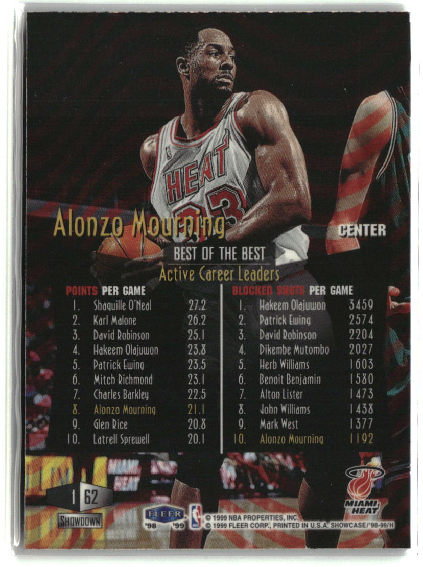 Alonzo Mourning 1998-99 Flair Showcase Flair Showcase Row 1 #62 #/6000