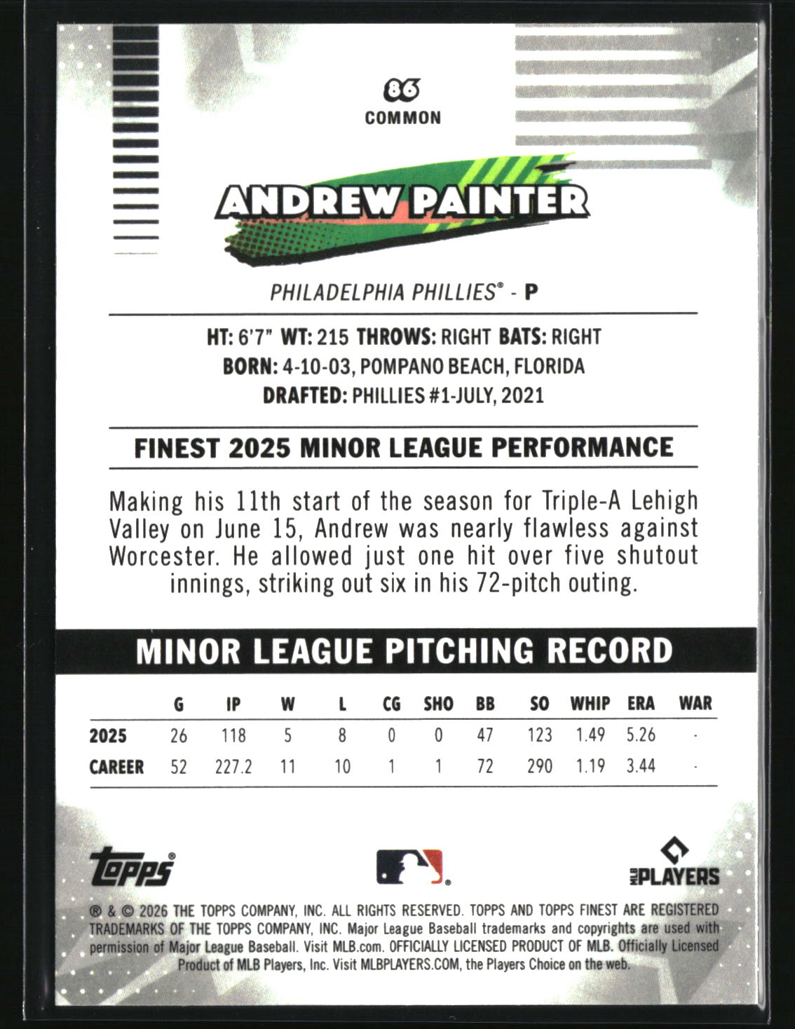 Andrew Painter 2026 Finest #86