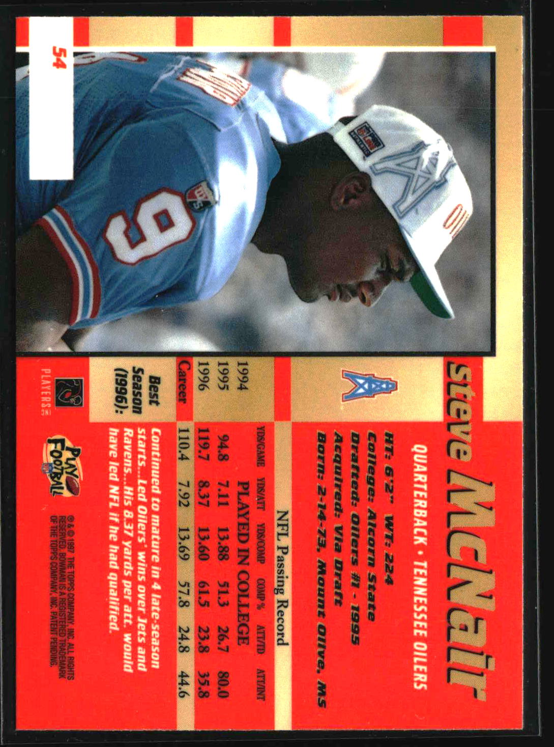 Steve McNair 1997 Bowman's Best #54