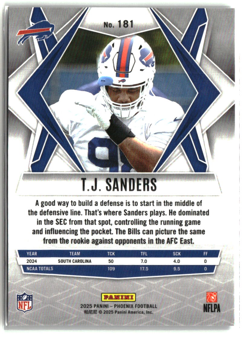 T.J. Sanders 2025 Panini Phoenix #181