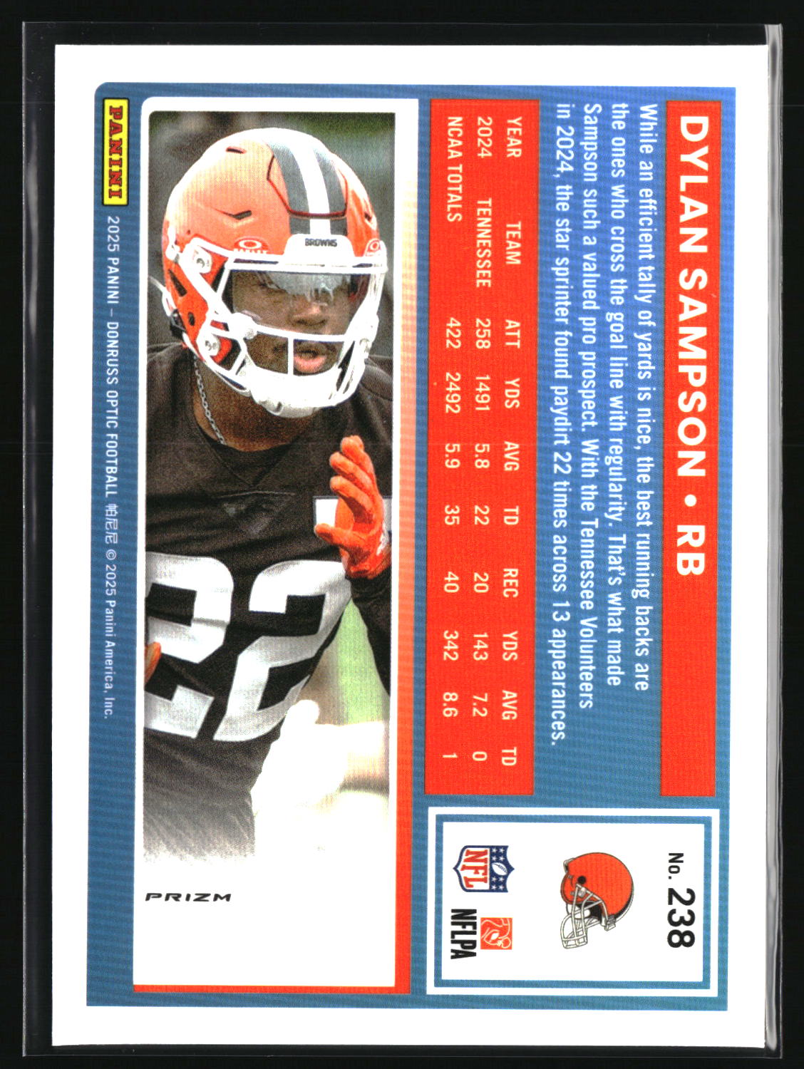 Dylan Sampson 2025 Donruss Optic Holo #238