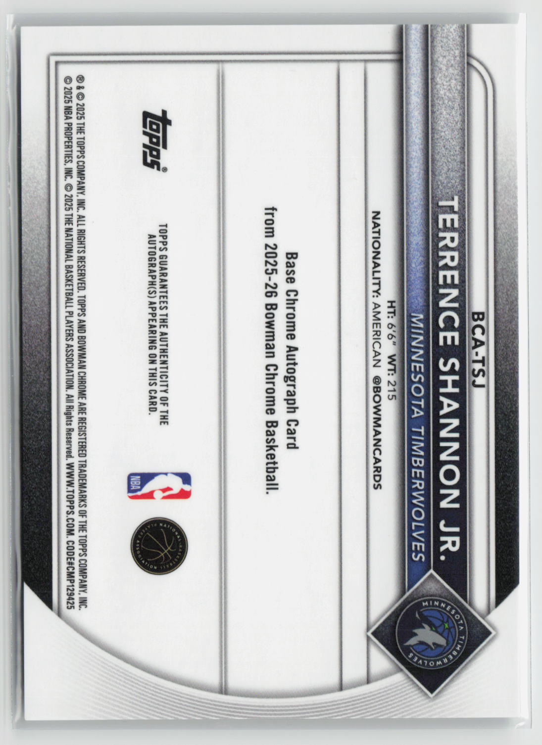 Terrence Shannon Jr. 2025-26 Bowman Chrome Autographs #BCA-TSJ