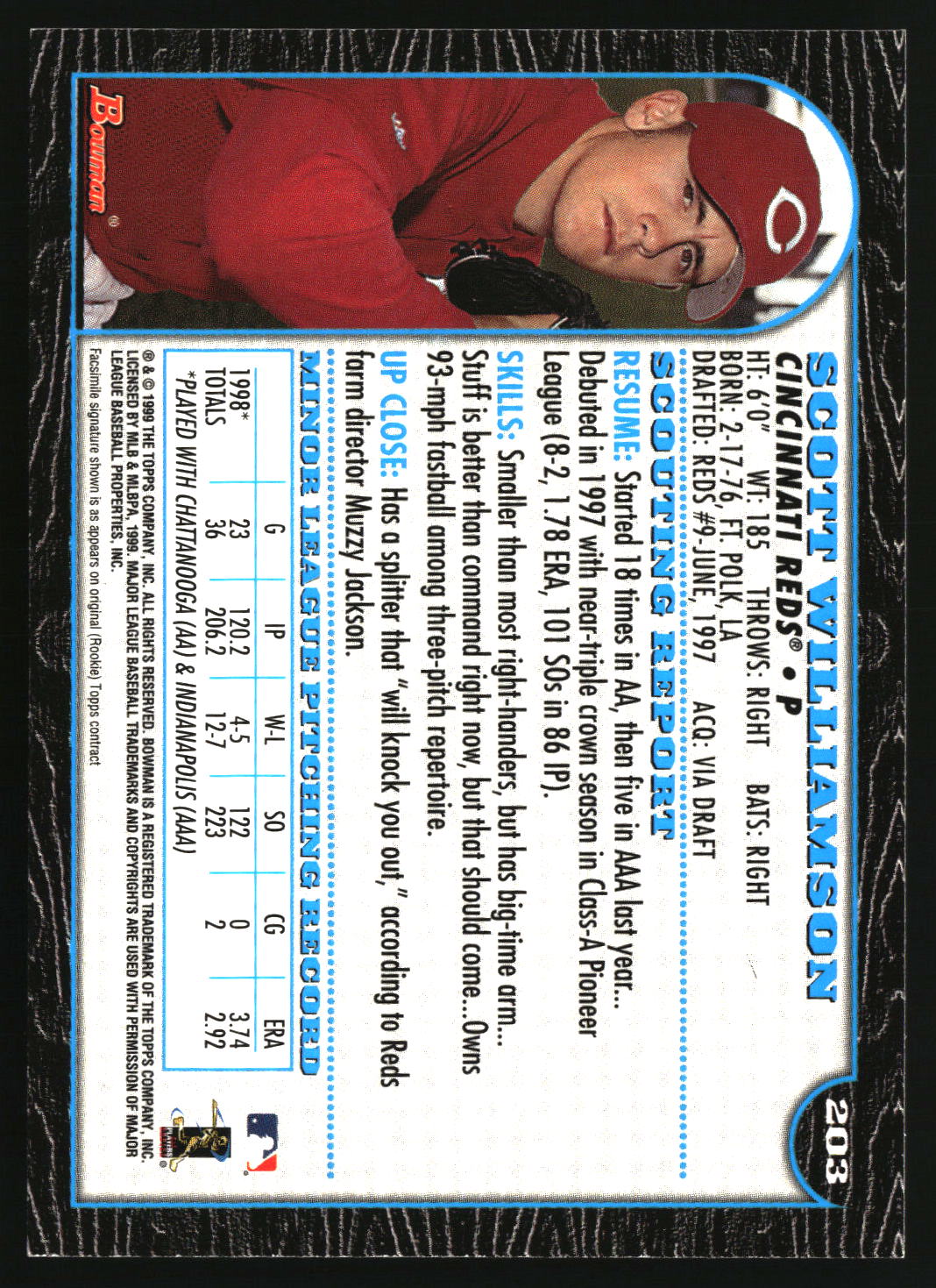Scott Williamson 1999 Bowman #203
