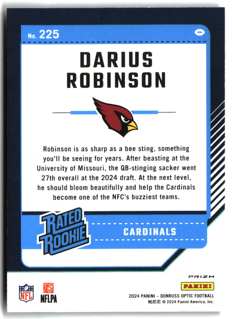 Darius Robinson 2024 Donruss Optic Blue Hyper #225