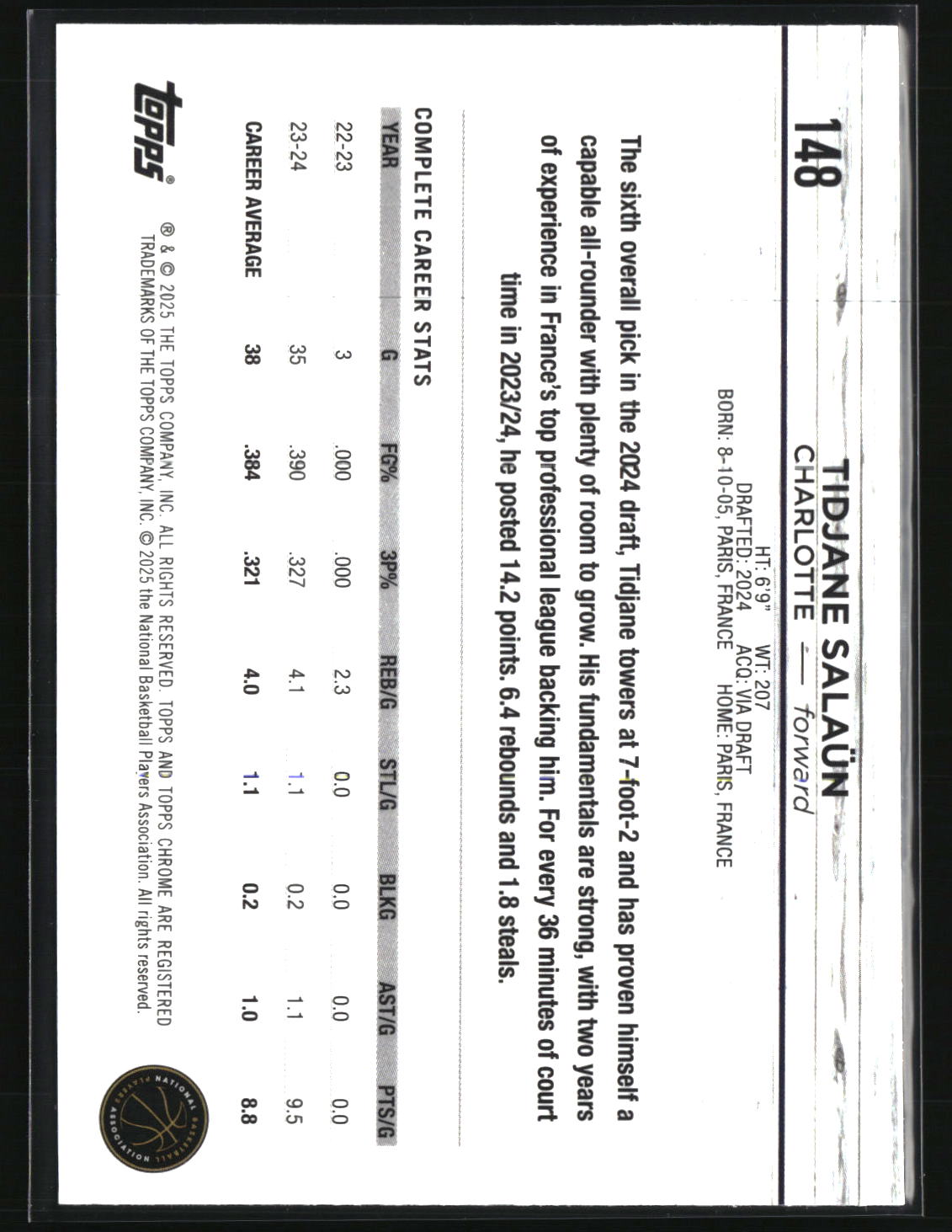 Tidjane Sala�n 2024-25 Topps Chrome #148