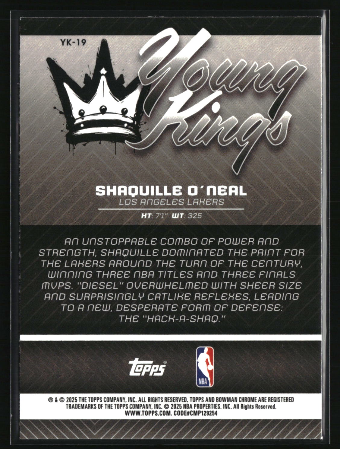 Shaquille O'Neal 2025-26 Bowman Young Kings #YK-19