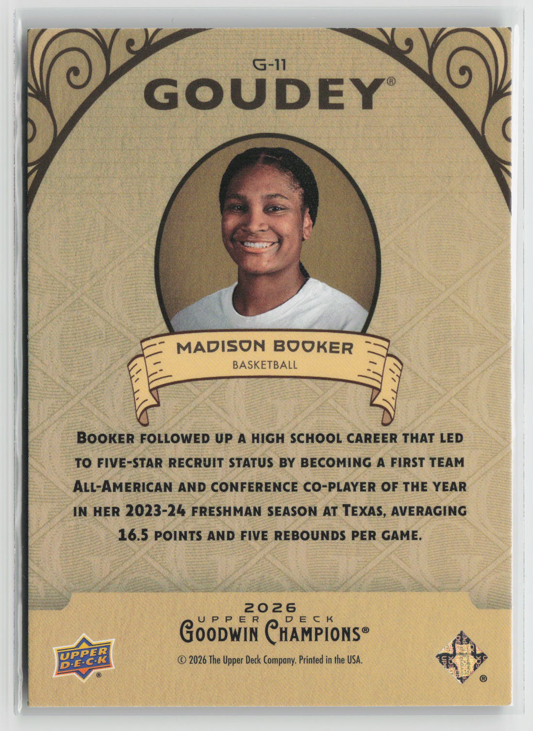 Madison Booker 2026 Upper Deck Goodwin Champions Goudey #G-11