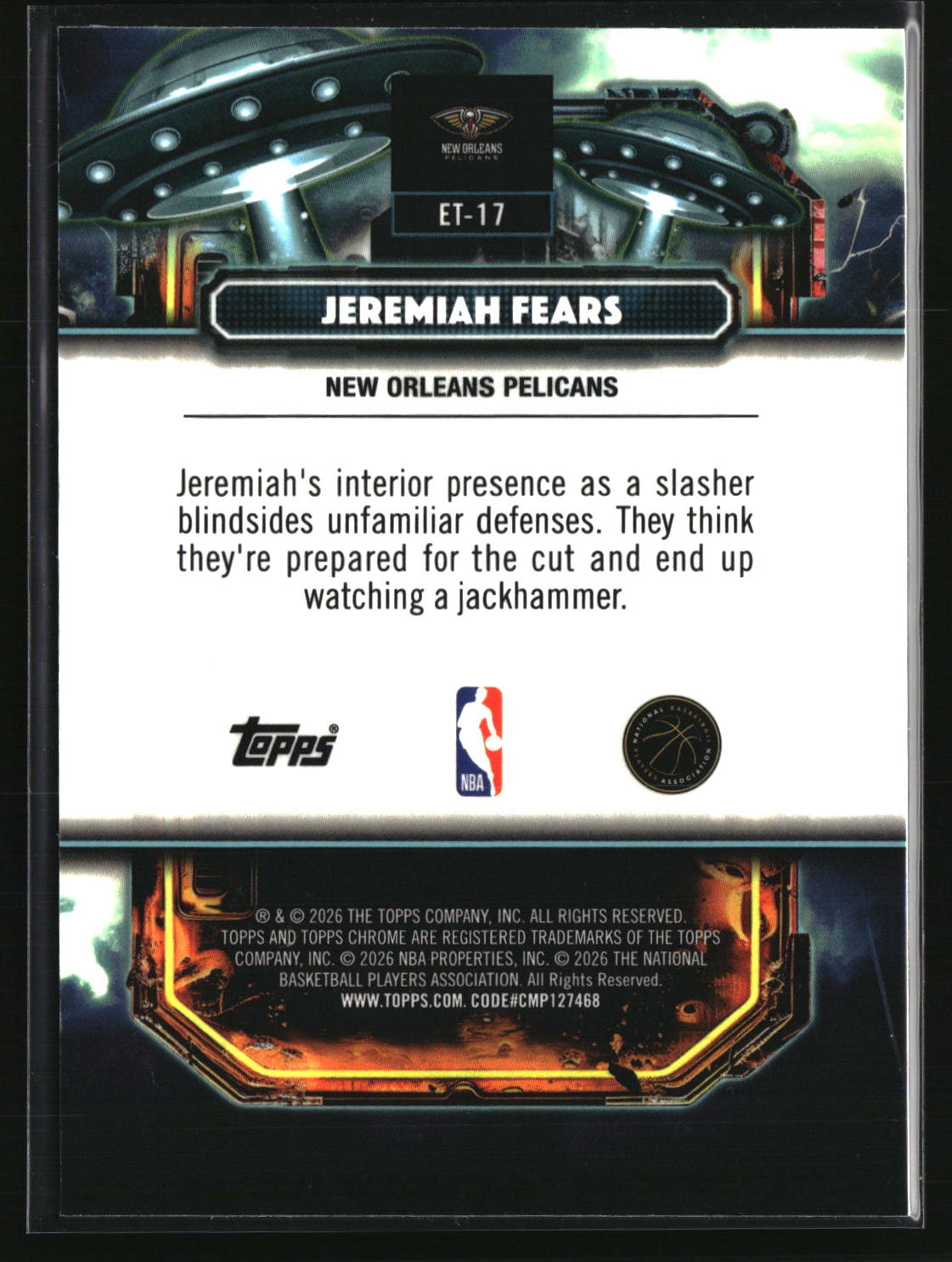 Jeremiah Fears 2025-26 Topps Chrome Cosmic Extraterrestrial Talent #ET-17