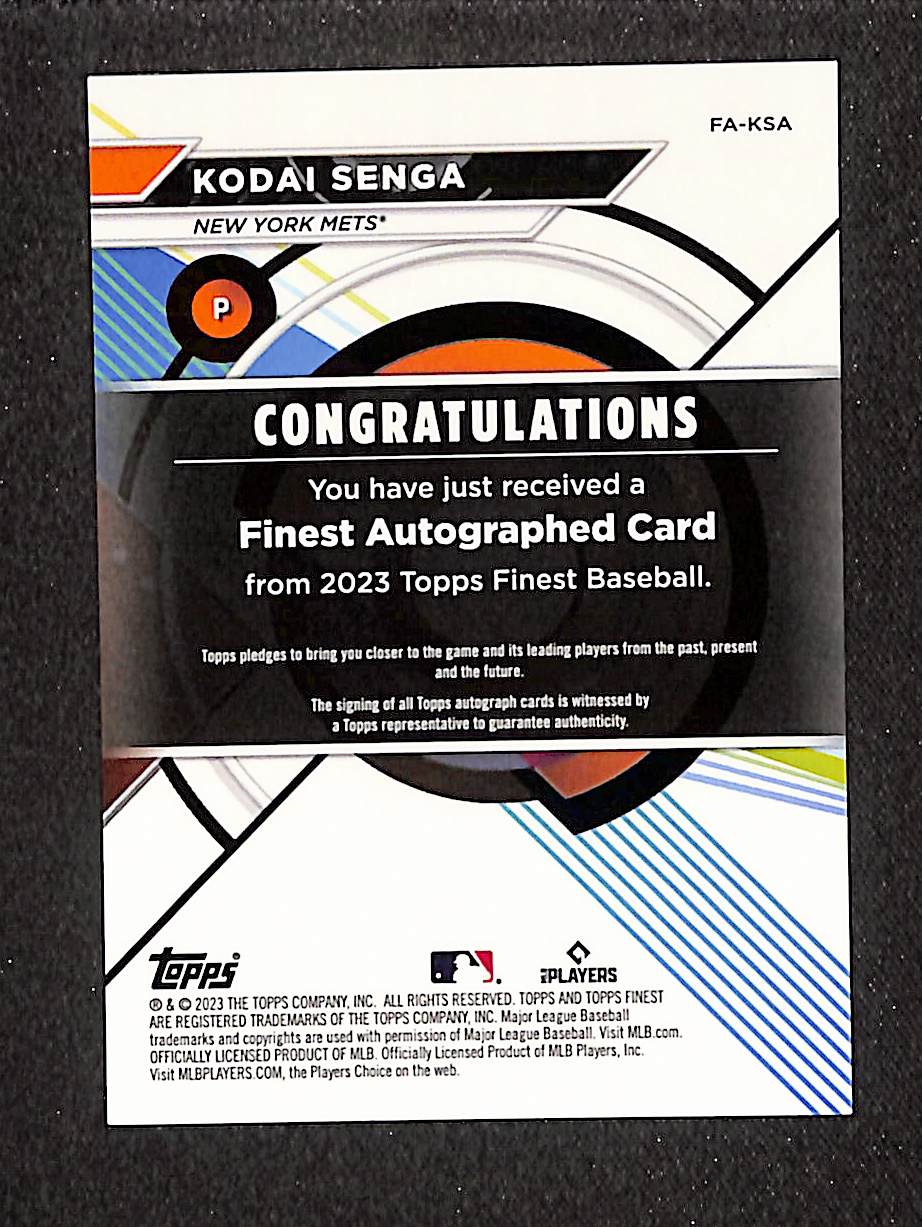 Kodai Senga 2023 Finest Finest Autographs Blue Refractor #FA-KSA #/150