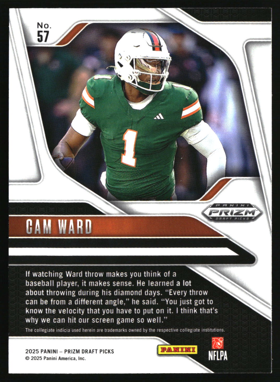 Cam Ward 2025 Panini Prizm Draft Picks #57