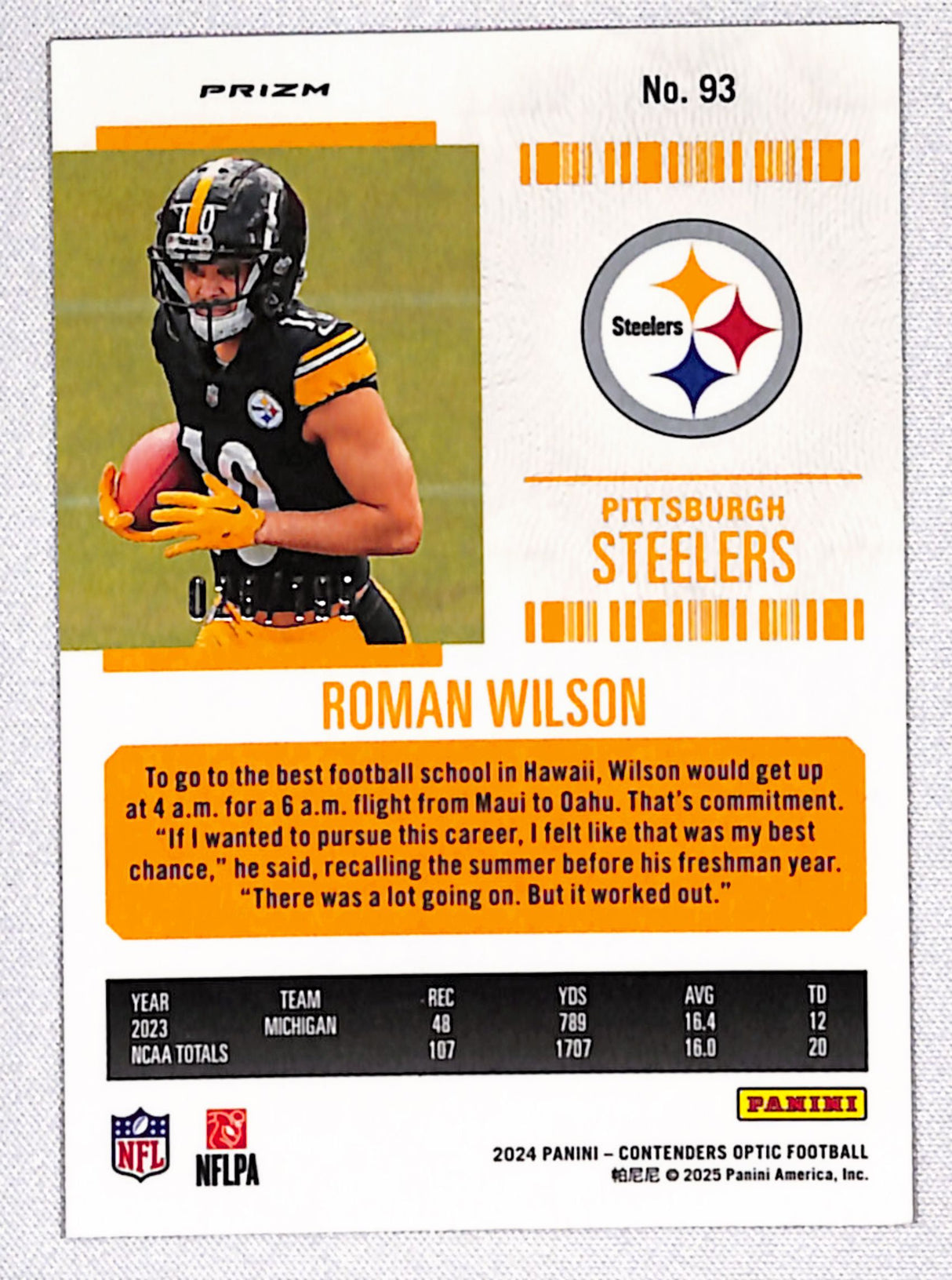 Roman Wilson 2024 Panini Contenders Optic Red #93 #/199