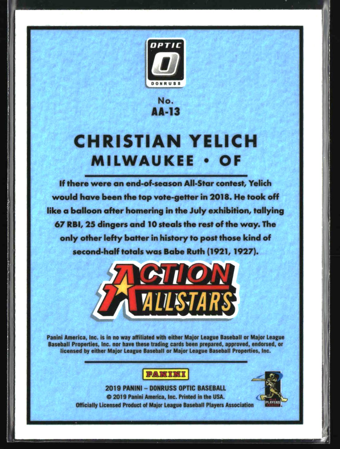 Christian Yelich 2019 Donruss Optic Action Allstars #AA-13