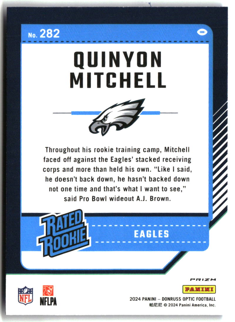Quinyon Mitchell 2024 Donruss Optic Blue Hyper #282
